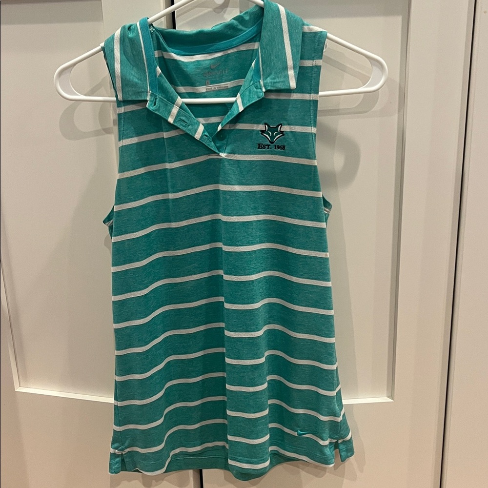 Nike Teal and White Striped Tank Top